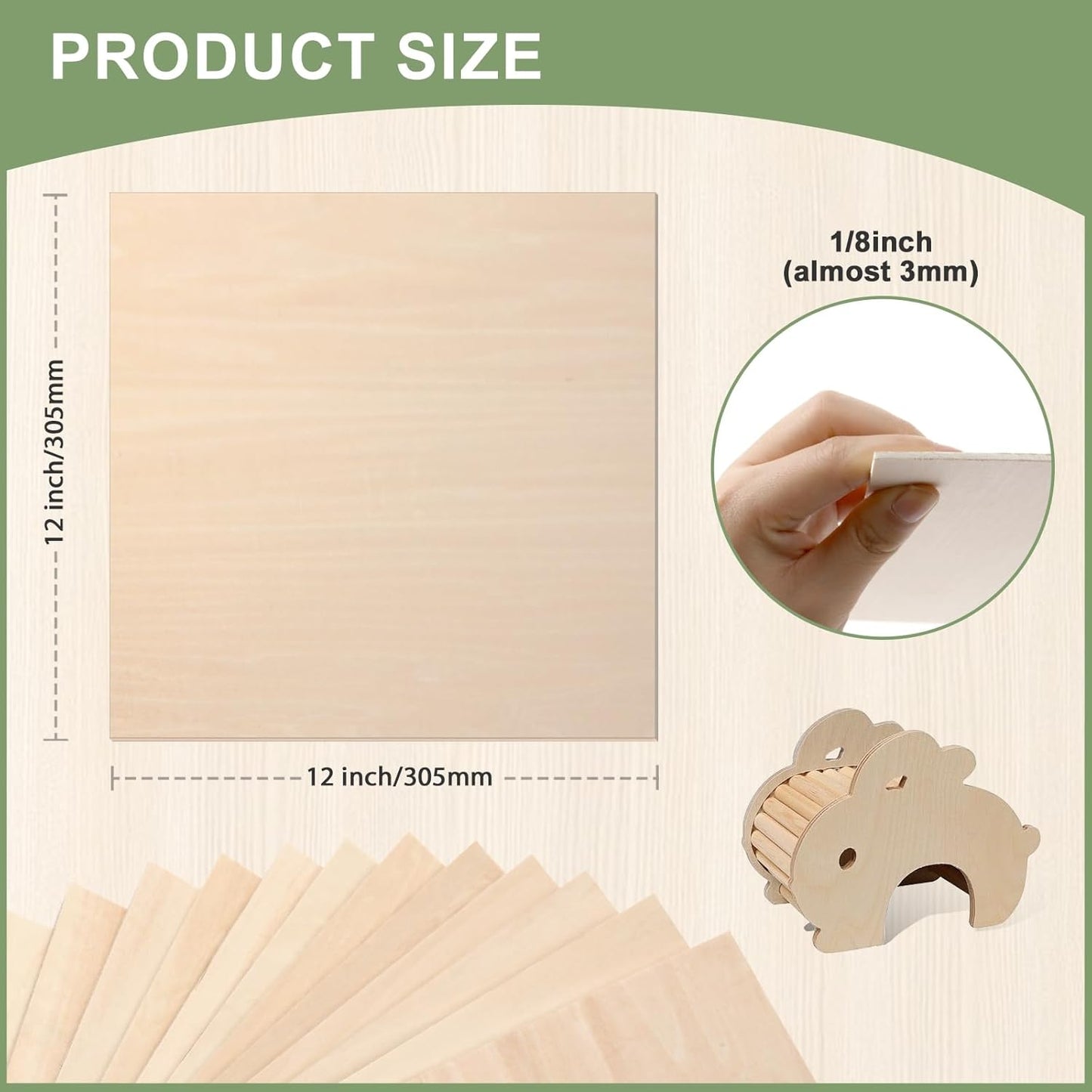 36 Pack 12x12 Basswood Sheets 1/8 Inch, Unfinished Wood for Crafts, Basswood for Laser Cutting & Engraving, Wood Burining, Basswood Plywood Sheets for Architectural Models.