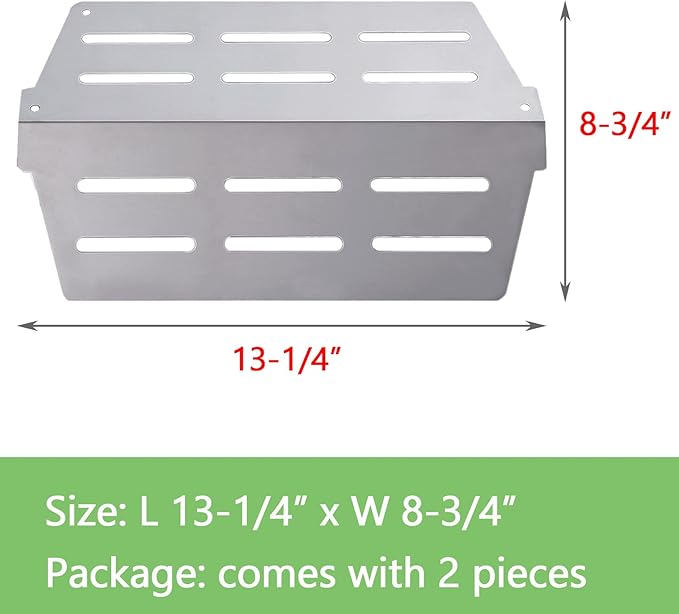 GasSaf Heat Deflector Replacement for Weber 65505 7622, Genesis 300 Series(2011-Newer) E310 E320 E330 S310 S320 S330 with Front-Mounted Control, Grill Parts for Weber 62756 (2PCS 13 1/4” x 8 3/4")