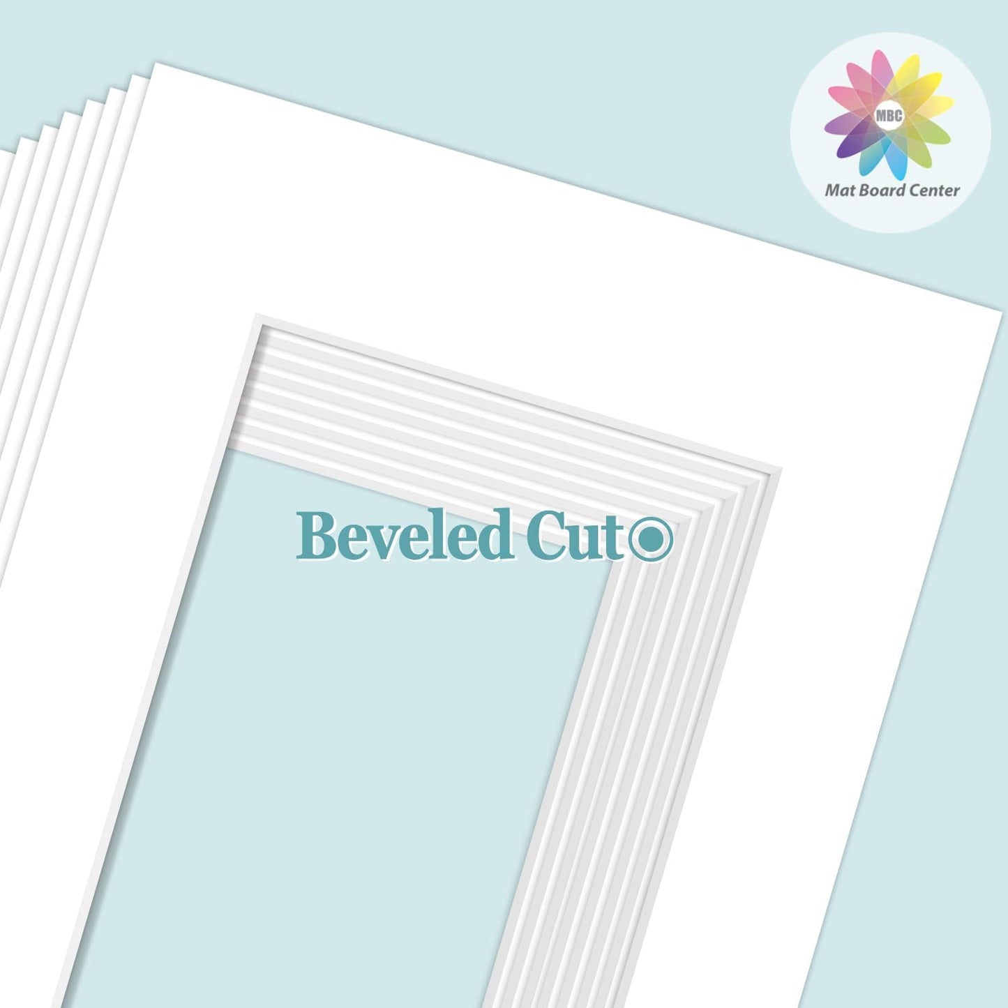 MBC Mat Board Center, 10 Pack 8x10 for 6x8 White Picture Mats Frame Mattes, Bevel Cut, Acid Free, 4-ply Thickness