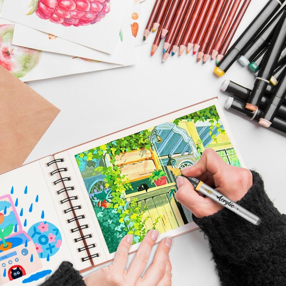 8.3x5.8 Sketch Book, Top Spiral Bound Sketch Pad, 60sheets 92lb/150gsm Nature White Paper, Acid-Free Mixed Media Paper for Painting, Dawing & Art Supplies. N-Pink