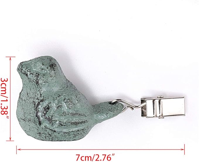 OwnMy Set of 4 Tablecloth Weights Clip on, Pendant Tablecloth Weights Kit with Cast Iron Antique Birds, Outdoor Garden Party Picnic Table Cloths Clips (Green)