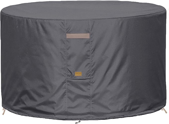 Fire Pit Cover 600D Heavy Duty Waterproof Fabric With PVC Coating Round 22" Dia x 16" H Dark Grey Fits 18-20 inch Fire Pit Table Fade Resistant Outdoor Firepit Cover