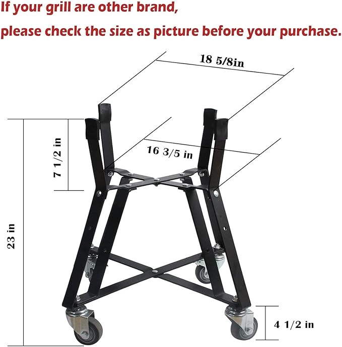 Dracarys Rolling Cart for Big Green Egg Accessories Rolling Nest with Heavy Duty Locking Caster Wheels Powder Coated Steel Rolling Outdoor Cart for Large Big Green Egg Kamado Joe Grill Stand