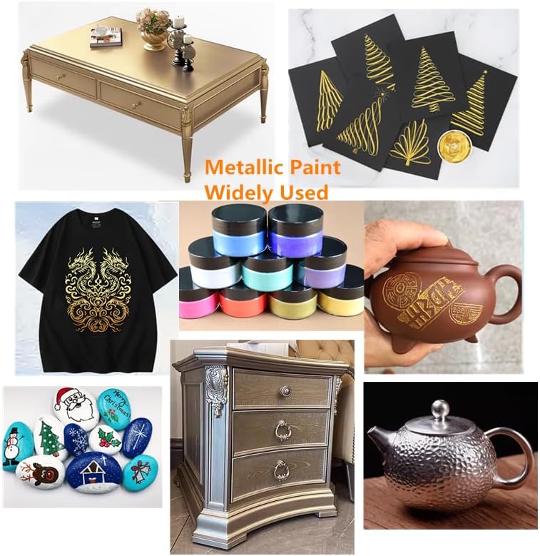 Shimmer Metallic Acrylic Paint Purple Metallic Chalk Paste 1.7oz/50ml, Ideal for Wood/T-Shirts/Glass/Stone, DIY Crafts Projects Glitter Pearlescent Golden Pigment Suitable for Beginners Artists