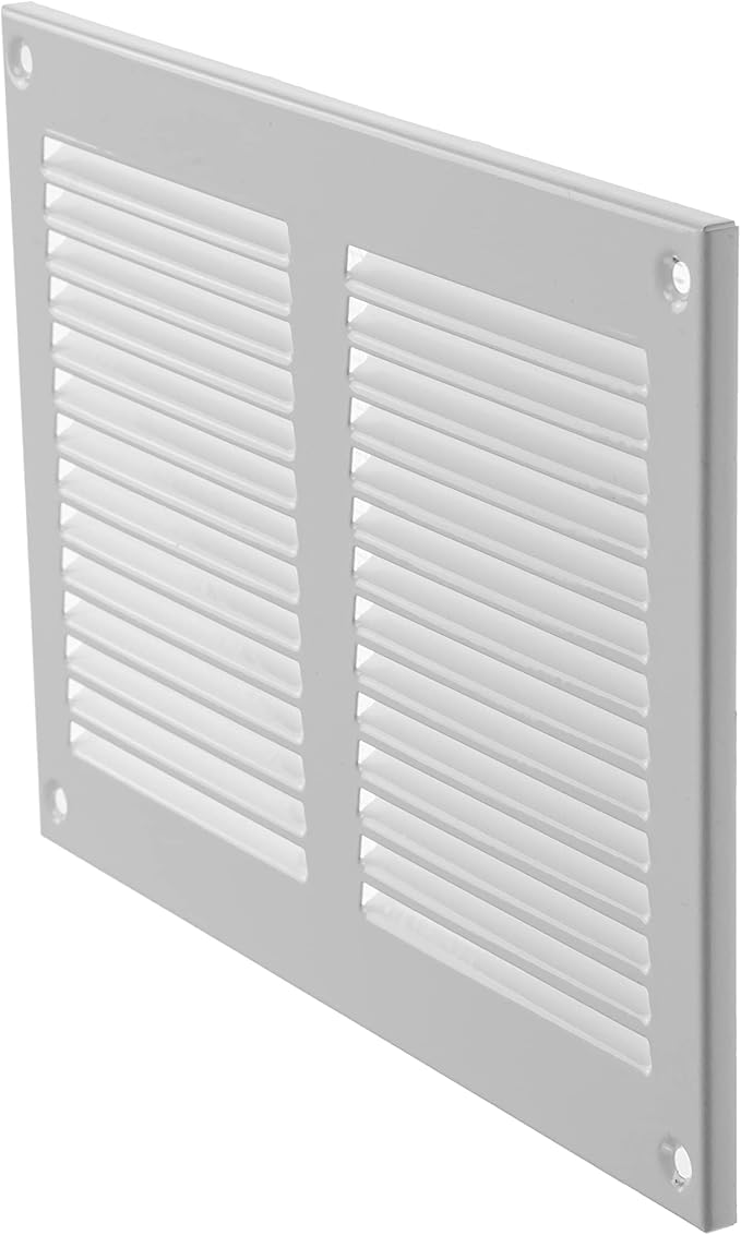Repa Market 8x6 Inch Air Vent Cover/White Galvanized Steel Louvered Grill Cover with Mesh Screen/Wall or Ceiling Vent/Durable Flush Mount HVAC Register for Indoor and Outdoor Ventilation