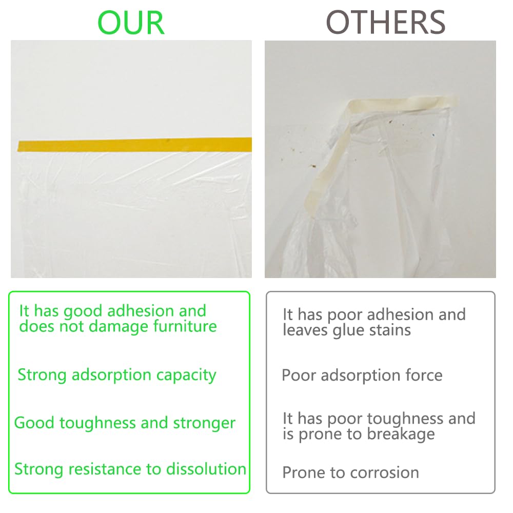 Pre-Taped Masking Film-70inx65ft Tape and Drape Painters Plastic Rolls, Plastic Painting Film for Automotive Painting Covering,Protective Drop Film for Furniture, Car, Floor (2rolls, 70in×65ft)