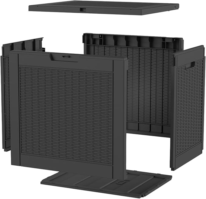 EasyUp 31 Gallon Resin Deck Box Waterproof, UV Resistant Outdoor Storage Box for Delivery, Patio, Garden,and Porch,Rattan Black