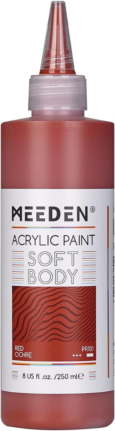 MEEDEN Red Ochre Acrylic Paint: Matte Finish 250ml/8.45oz Soft Body Bulk Acrylic Colors in Matte Finish - Fluid Flow Art Paints for Artists Canvas Painting