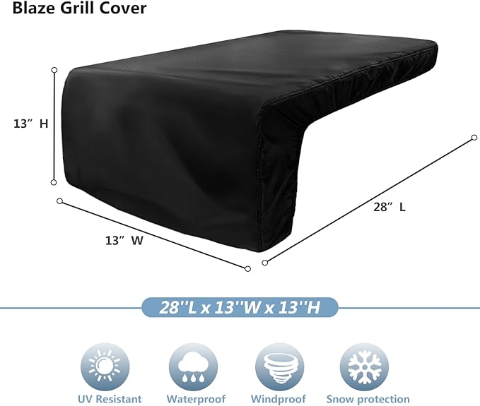 Cover for Lynx Double Side Burner Built-in,Heavy Duty 600D Waterproof Outdoor Grill Burner Cover with Plush Lining,28''L x 13''W x 13''H,Black