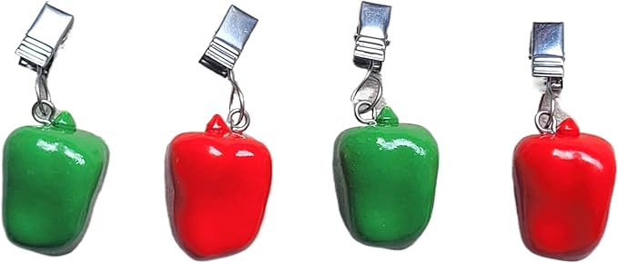 TwoFish Home Set of 4 Color Capsicum Resin Tablecloth Weights Clips Handicraft Color Capsicum Tablecloth Clamps Pack of 4