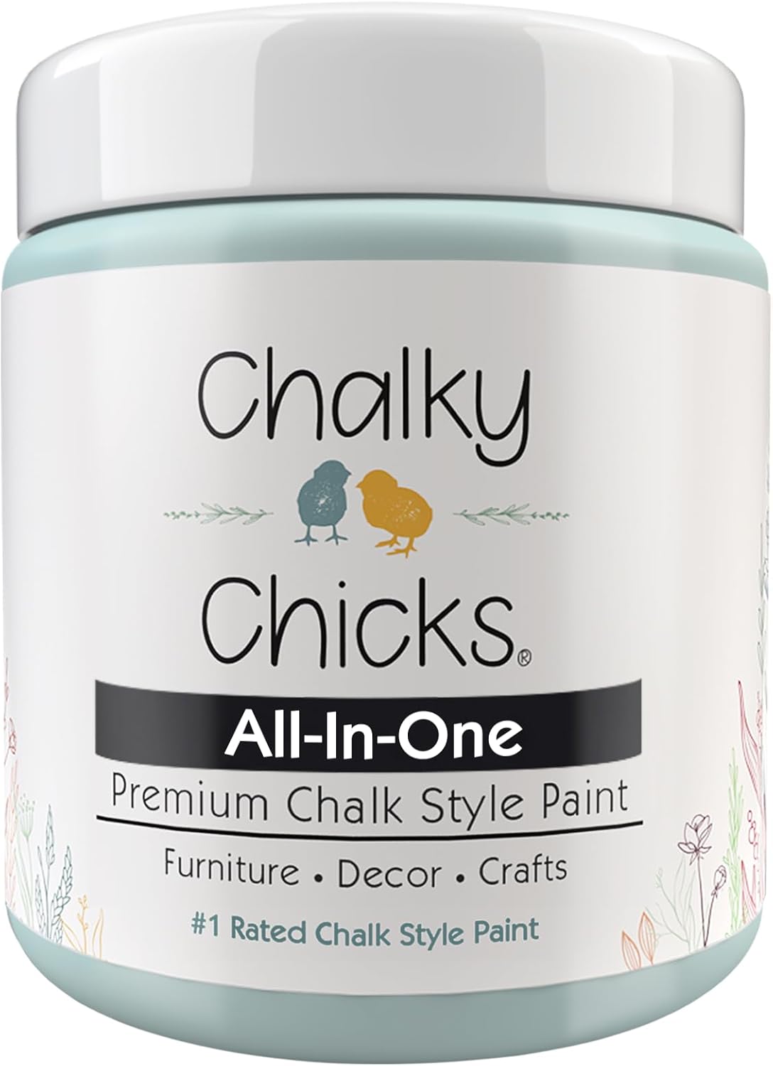 Chalky Chicks All-in-One Chalk Paint for Furniture or Cabinet - 4Fl Oz - Matte Finish Cancun Blue (Light Blue) for Metal, Wood Furniture Paint - No Sanding All-in-One for Home Decor & Crafts, USA Made