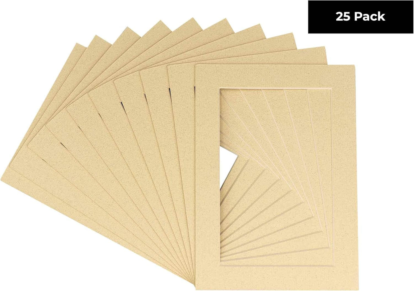 11x14 Mat for 8.5x11 Photo - Precut Tan Picture Matboard for Frames Measuring 11 x 14 Inches - Bevel Cut to Display Art 8.5 x 11 Inches - Acid Free Pack of 25 MATS with Backing Boards & Clear Bags