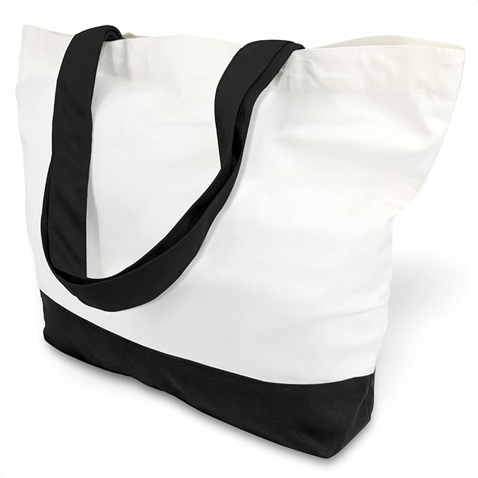 TOPDesign 3-Pack Super Strong Large 12oz Cotton Canvas Tote Bags, Reusable Grocery Shopping Cloth Bags, Fashionable Two-Tone Totes for Crafts, DIY Your Creative Designs