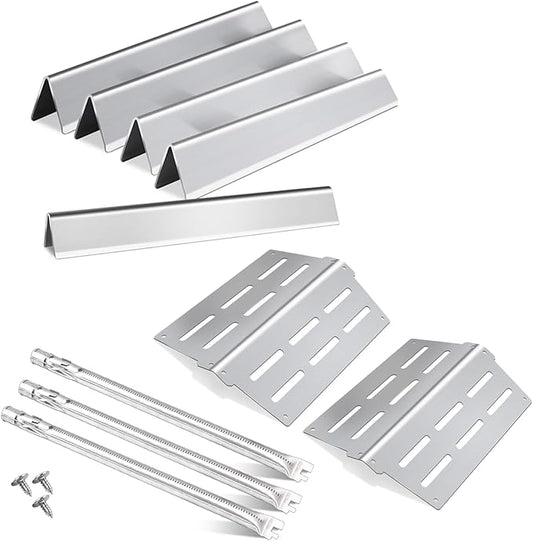 Flavorizer Bars,Heat Deflectors and Grill Burner for Weber Genesis 300 Series Grills with Front Control Knob, Genesis S310 S320 S330 E310 E320 E330,for Weber 7620 7621