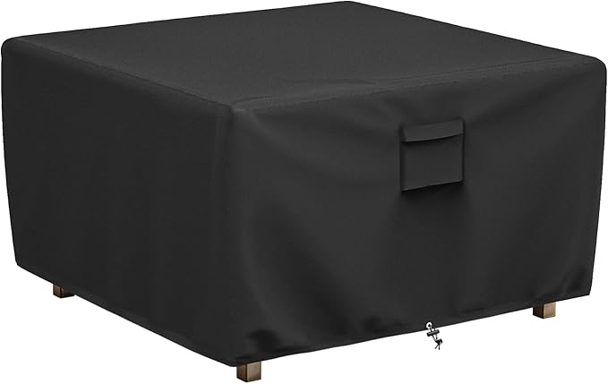 SHINESTAR Square Fire Pit Cover, Fits for 41-44 Inch Gas Fire Table, Waterproof and Windproof, 44 x 44 x 24 Inches, Black