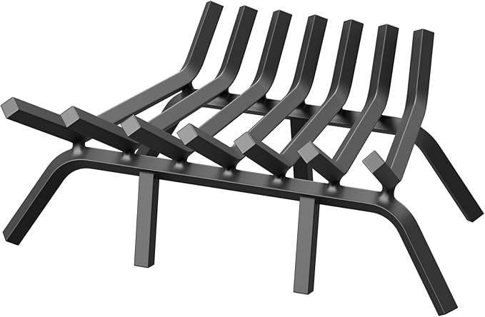 Fireplace Grate 21 Inch with 7 Support Legs, Solid Steel Heavy Duty Fireplace Log Holder, Fireplace Log Grate for Indoor Fireplace & Outdoor In-ground Firepit