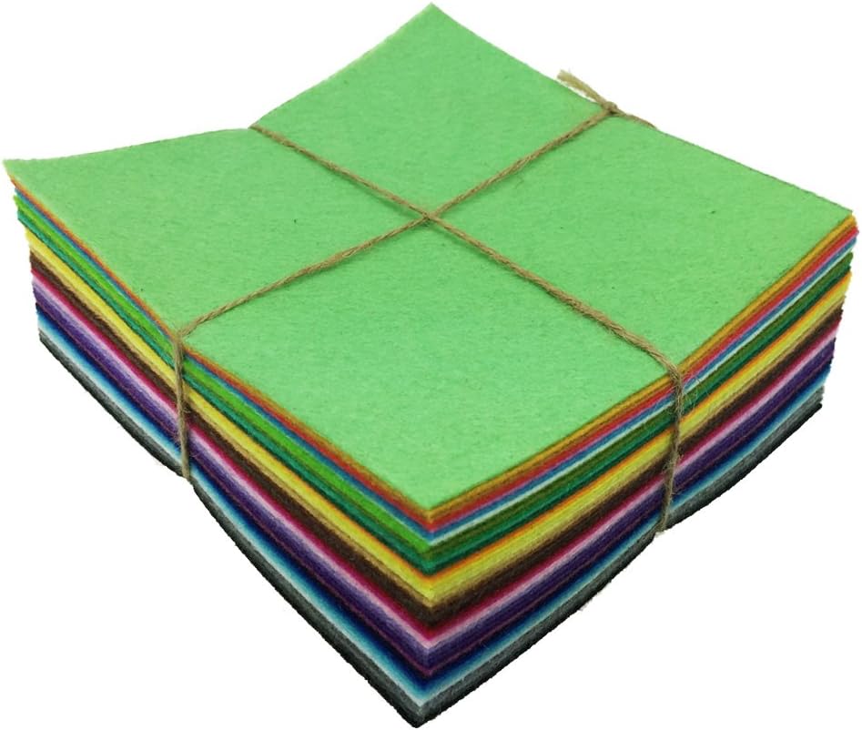 42pcs 6 x 6 inches (15cm x 15cm) Felt Fabric Sheet Assorted Color Felt Pack DIY Craft Squares Nonwoven