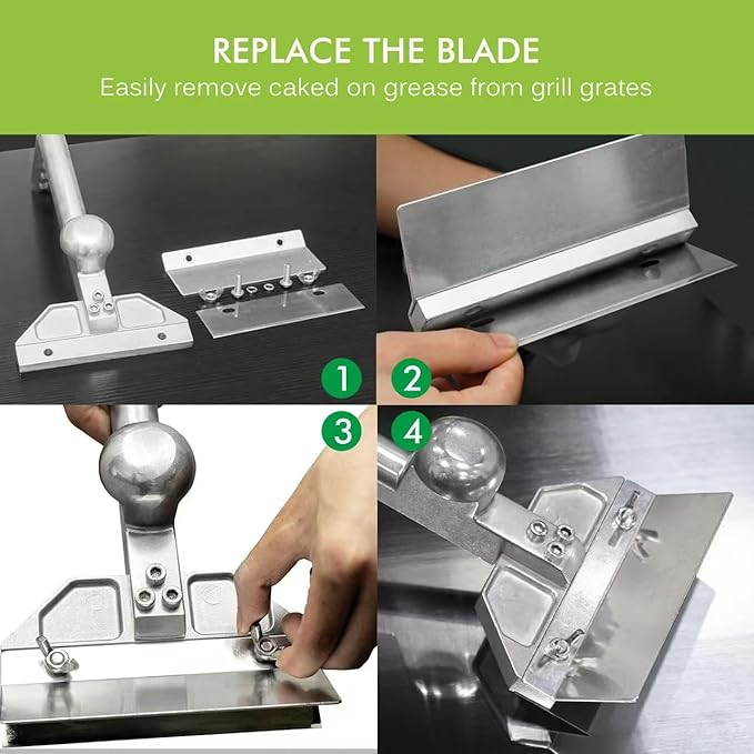 6" Stainless Steel Griddle Scraper Blades 6 Pack, Razor Sharp Grill Scraper Blades, Replacement Blade for Griddle & BBQ Grill Scraper