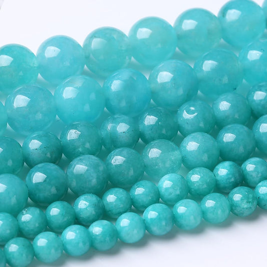 90PCS 4MM Lake Blue Chalcedony Natural Gemstone Round Stone Beads for Jewelry Making DIY Energy Stone Healing Power Bracelet 15"