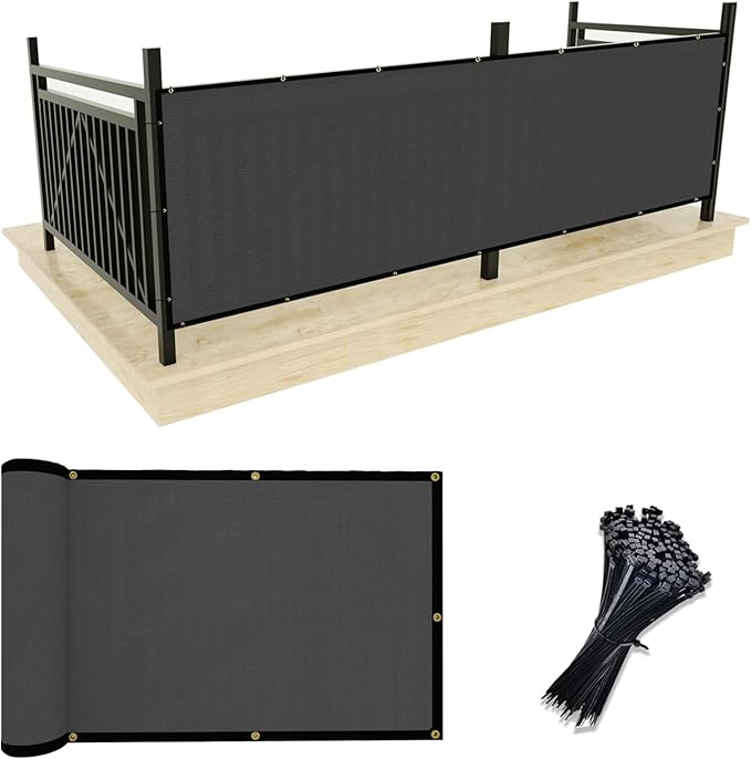UPGRADE Privacy Screen 3' x 16' Fence Commercial Shade Cover with Brass Grommets Heavy Duty Perfect for Outdoor Back Yard, Grey, Customizable