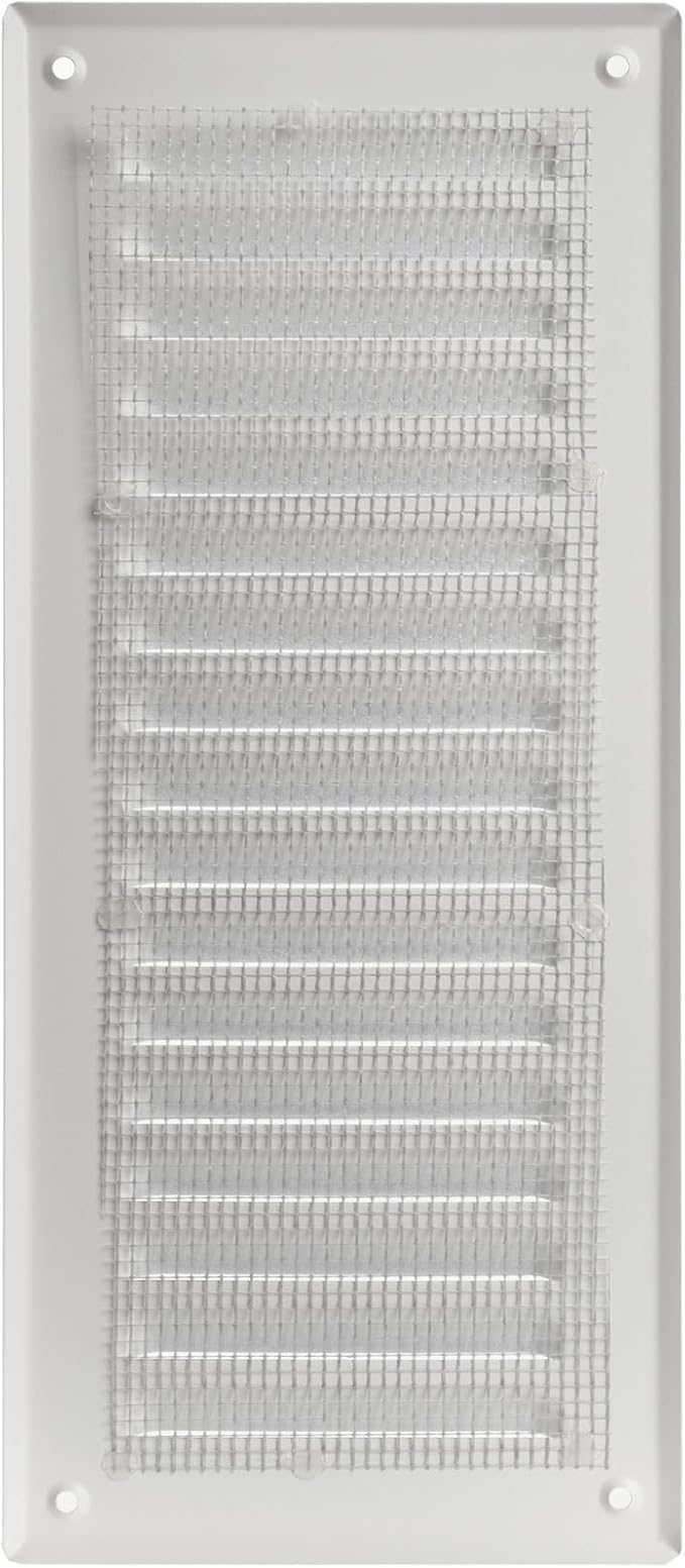 Square Ventilation Grille / 3" x 10" Inch Inside Measurement/White Metal Air Vent Louver - Inside/Outside use / 5" x 11.5" Inch Outer Measurement