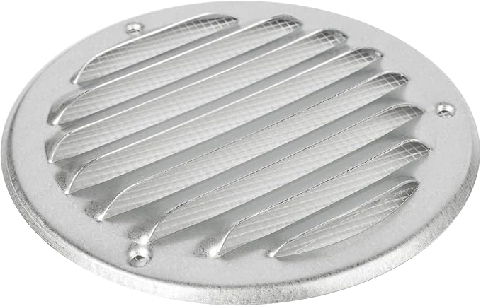 Repa Market 4 Inch (Opening Dimensions) Round Air Vent Cover/White Galvanized Steel Louvered Grill Cover with Mesh Screen/Wall or Ceiling Vent/HVAC Register for DIY Home Improvement
