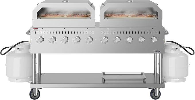 72 in. Commercial Outdoor Propane Gas Grill with Two 36 in. Pizza Ovens in Stainless-Steel, ETL Listed (CGKIT7-P36P36)