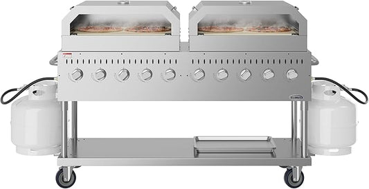 72 in. Commercial Outdoor Propane Gas Grill with Two 36 in. Pizza Ovens in Stainless-Steel, ETL Listed (CGKIT7-P36P36)