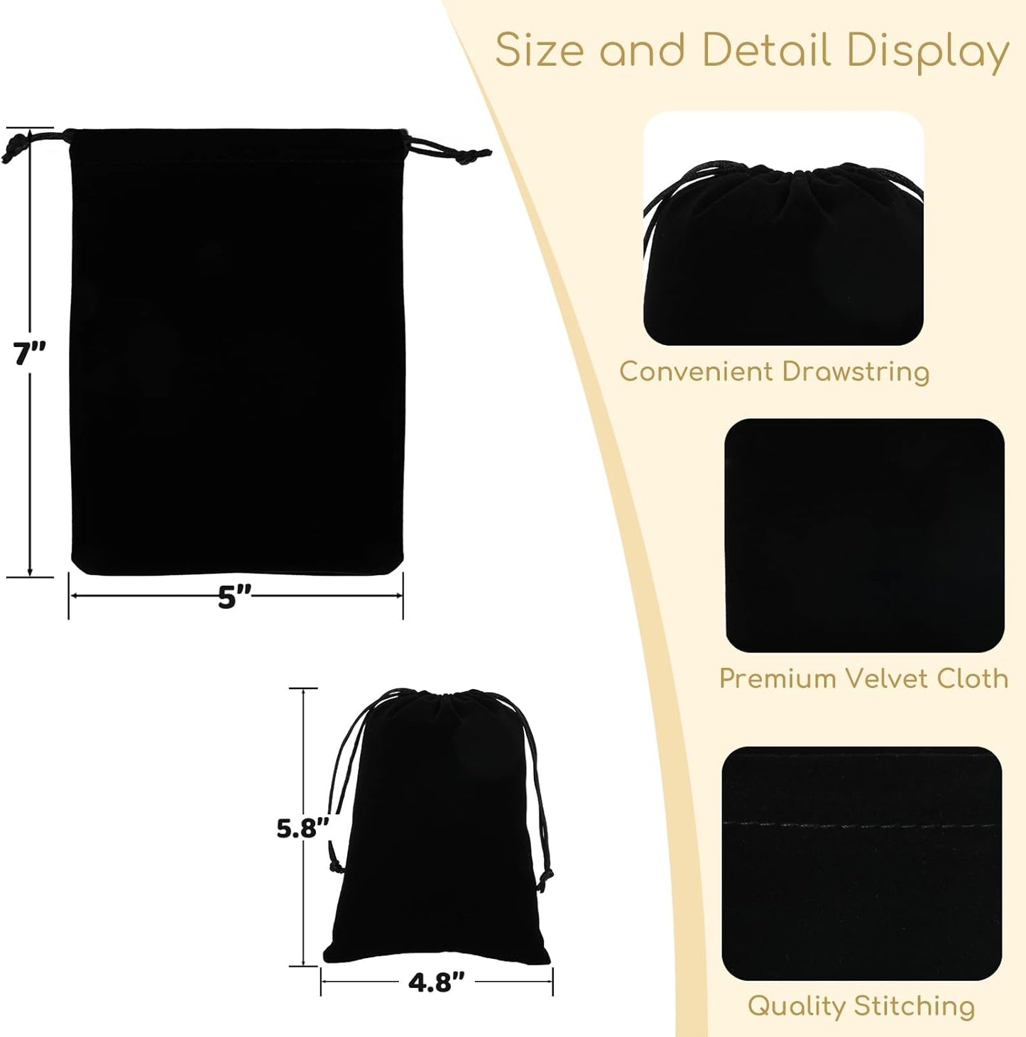 Velvet Drawstring Jewelry Bag, 50Pcs Black Dice Bag, 5x7 Tarot Card Pouch, Or Wrapping Halloween Party Favors, Mojo, Small Bussiness, Jewelry, Rings, For Church