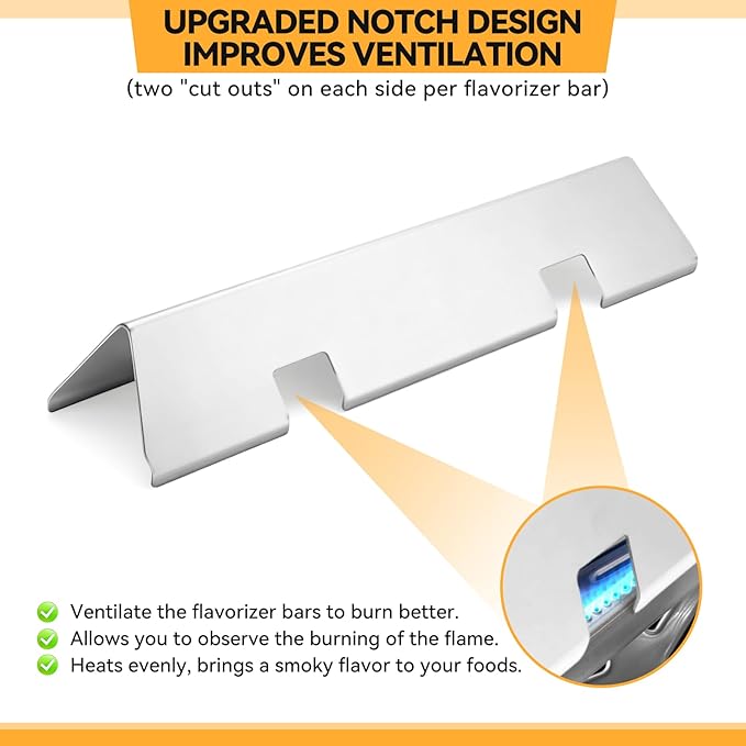 15.3 Inch Flavorizer Bars for Weber Spirit I & II 200 Gas Grill with Front-Mounted Knobs, for Spirit E210 S210 E220 S220, Stainless Steel, 3 PCS, for Weber Spirit Grill Parts 7635