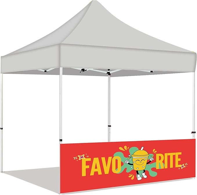 Custom Half Wall for 10' x 10' Canopy Pop-Up Tent for Tradeshows, Featuring Your Logo (Only 1 Half Wall, Excluding Canopy Tent on Front Picture)