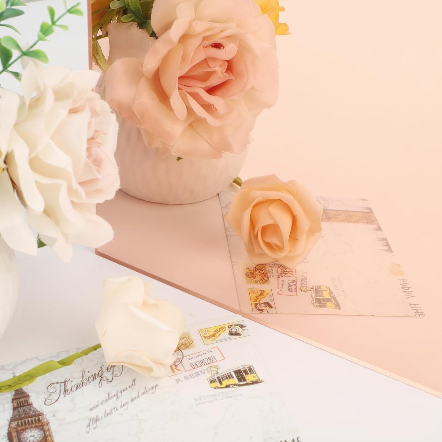 Enoin 2pcs 12 x 12 Inch Rose Gold Acrylic Sheet Mirror Plexiglass Sheet 1/8 inch Thick, Mirrors for Wall Home and Commercial Use, DIY Craft, Wall Decor