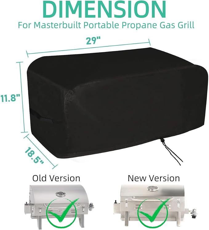 Mini Gas Grill Cover for Masterbuilt MB20030819 Portable Propane Grill, Outdoor Tabletop Griddle Cover for Royal Gourmet GT1001 Mini Propane Grill, 29 x 18.5 x 11.8 Inch