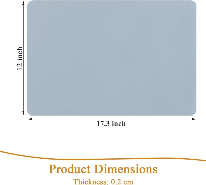 SHACOS Placemats Set of 6 Faux Leather Waterproof Leakproof Wipeable PU Non-Slip Vinyl Place Mats Heat Resistant Table Mats for Kitchen Dining Table Indoor Outdoor, Light Blue
