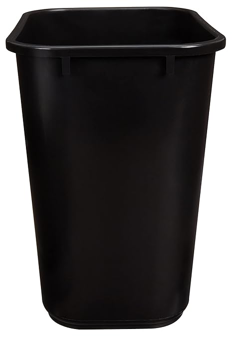 Amazon Basics Trash Can, Rectangular Commercial Office Wastebasket, 7 Gallon (Pack of 2), Black
