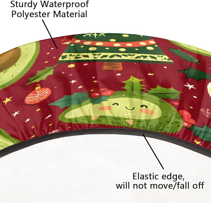 Christmas Tree Avocado Green Round Table Cloth Cover, Elastic Edge Waterproof Wipeable Tablecloths 45"-56" Polyester Tablecloth for Party Restaurant Banquet Holiday Camping Outdoor Picnic
