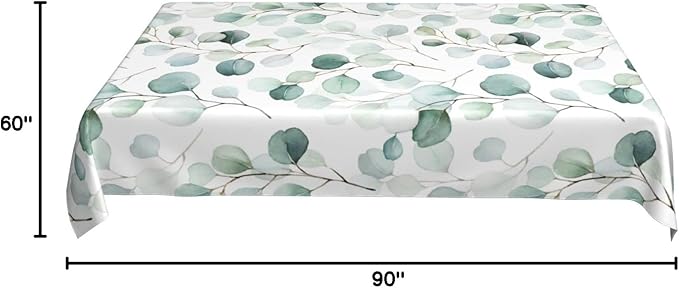 Worltoldb Eucalyptu Tablecloths Polyester Table Cloth for Kitchen Dinning Table Washable Table Cover for Parties Wedding Picnic