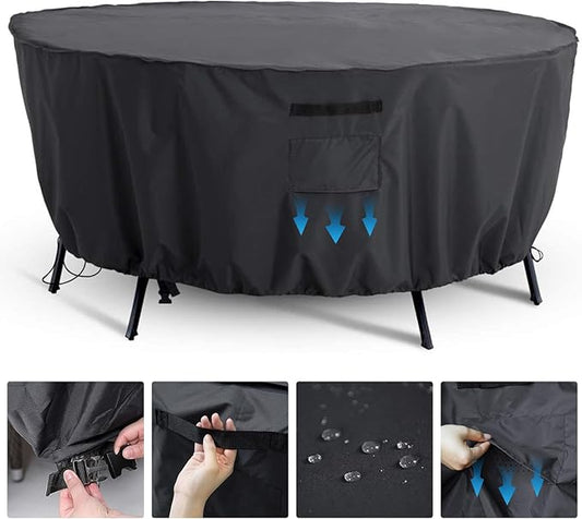 Tempera Patio Round Furniture Cover , Anti-Fading and UV Resistant Sectional Sofa , Outdoor Table Cover Waterproof , 84''D x 27.8''H,Space Grey