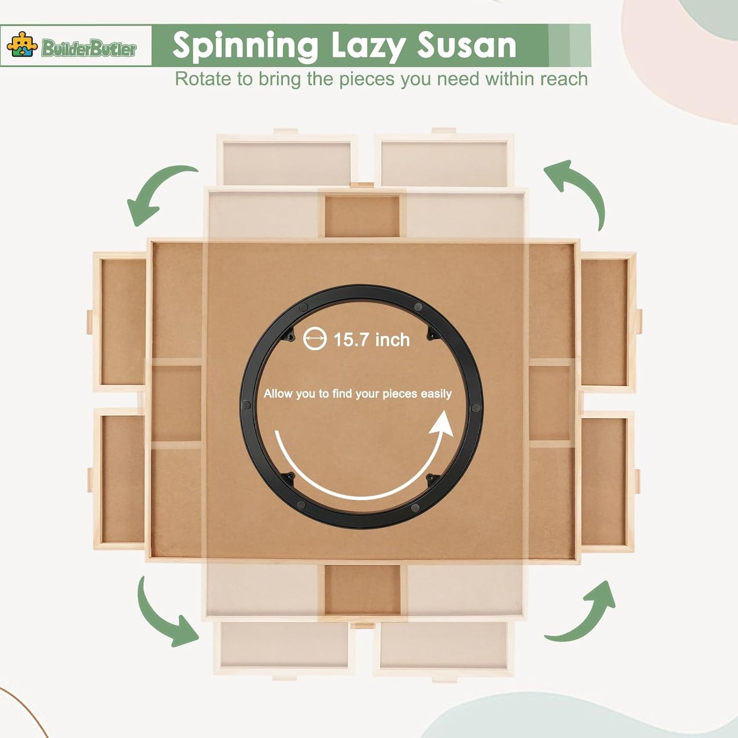 1000 Pieces Rotating Puzzle Board with 6 Drawers,30.16"x22.44" Portable Wooden Jigsaw Puzzle Table with Lazy Susan Spinning Cover