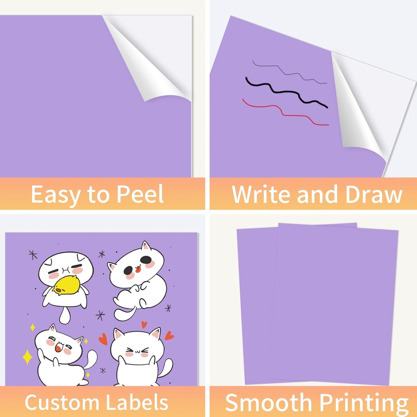 Printable Sticker Paper, 20 Sheets Purple Printable Sticker Paper, Laser/Inkjet Printing- Matte Purple, Letter Size (8.5" x 11")