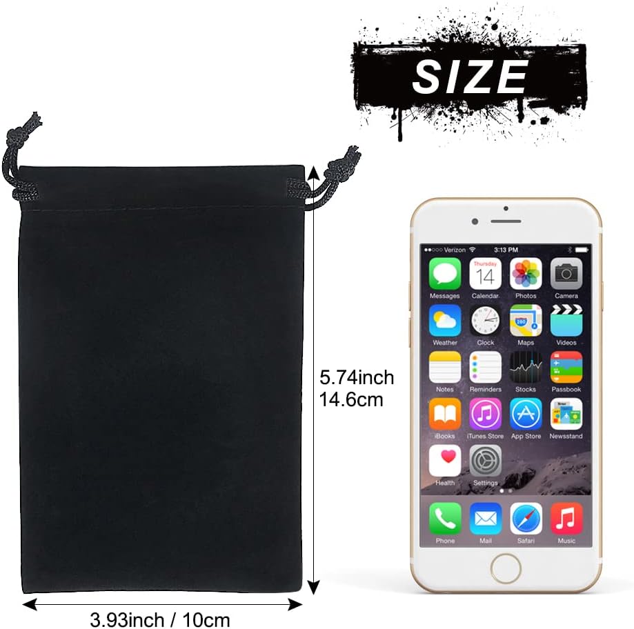 Shintop 20pcs velvet bags with drawstrings, 4x6inch Gift Bags Black Velvet Jewelry Pouches for Dice Wedding Party Favor