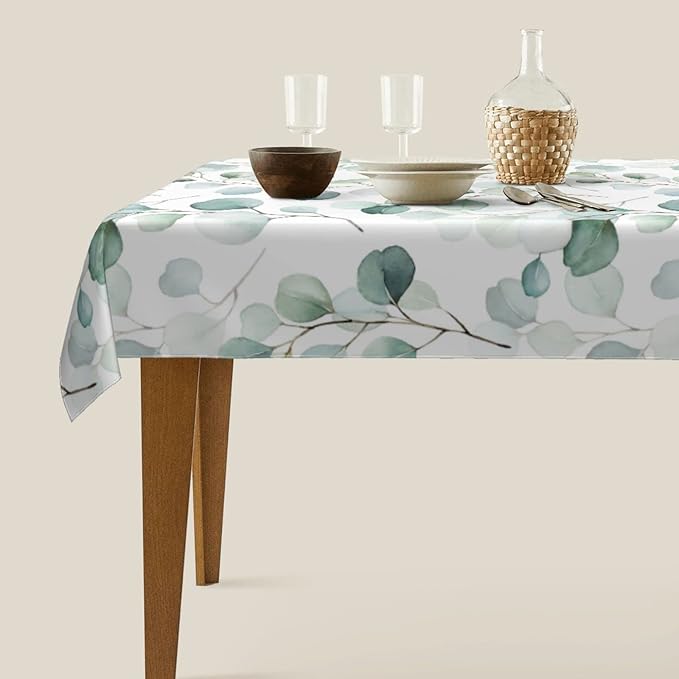 Worltoldb Eucalyptu Tablecloths Polyester Table Cloth for Kitchen Dinning Table Washable Table Cover for Parties Wedding Picnic
