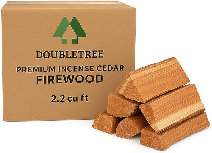 Double Tree - Kiln Dried Premium Incense Cedar Firewood (16inch Logs) (Includes Firestarter) (Large 2.2 Cubic ft for Fireplace,Campfire,Wood Stove, Fire Pit, Split Wood for Solo Stove or Breeo)
