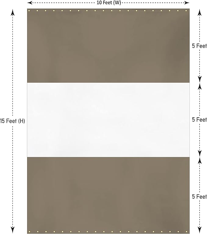 Covers & all Outdoor Clear Panel Curtain, 12 oz Vinyl Outdor Curtains for Patio, Waterproof & Weather Resistant Tarp with Brass Grommets for Pergola, Porch, Gazebos, Balcony (15' H X10' W feet, Beige)