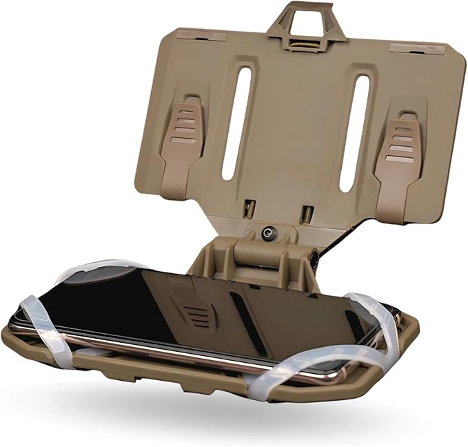 Let Me Be Tactical Plate Carrier Molle Phone Carrier Vest Attachments, Outdoor Universal Foldable Phone Chest Holder, Chest Rig Mount Navigation Board for 4.7"-6.7" Screen (FoldPanel-Tan)
