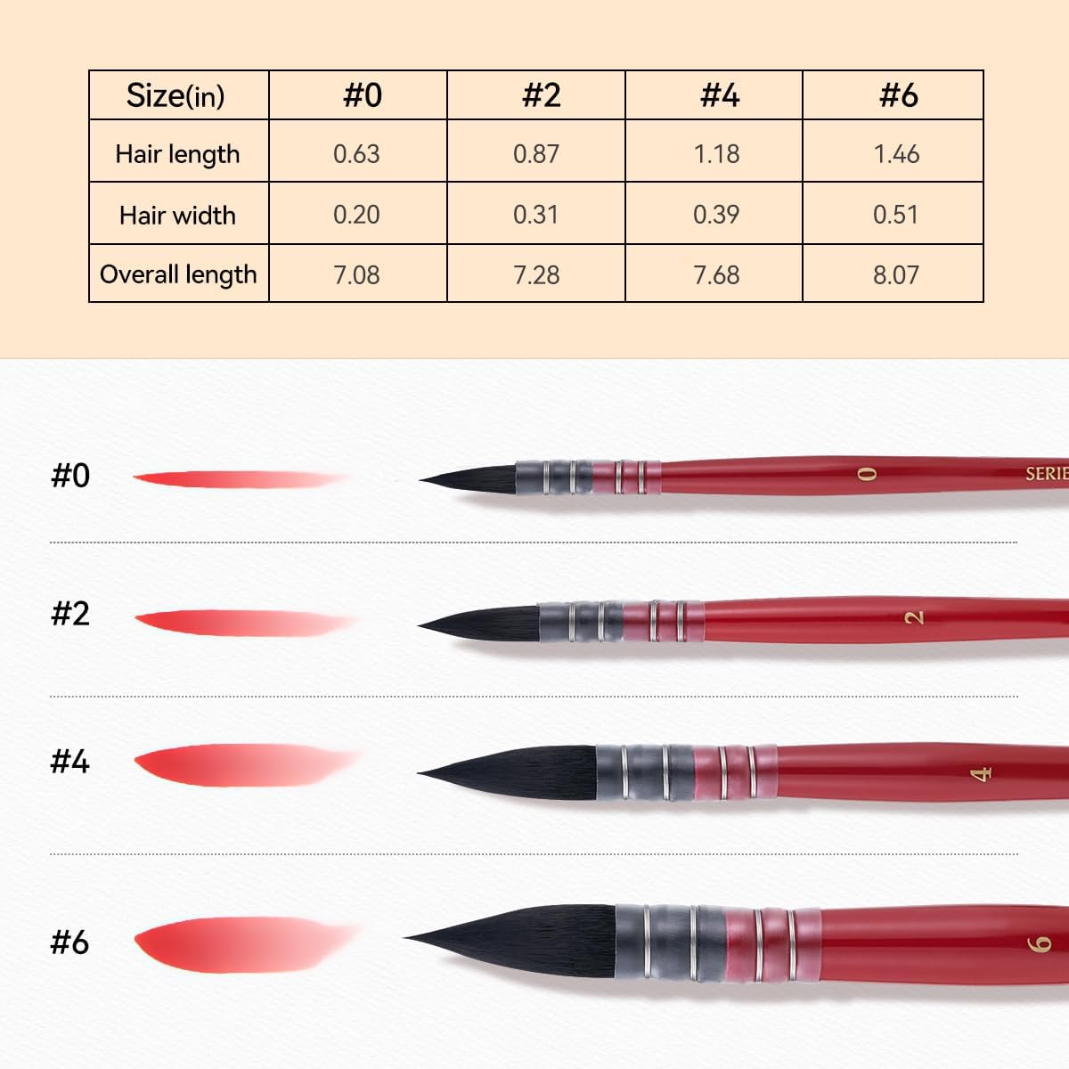 Lightwish Watercolor Brushes Set, Synthetic Squirrel Hair Paint Brushes kit for Artists, Adults, and Hobbists, Pointed Round Mop Brush for Watercolor, Gouache,4 Pcs