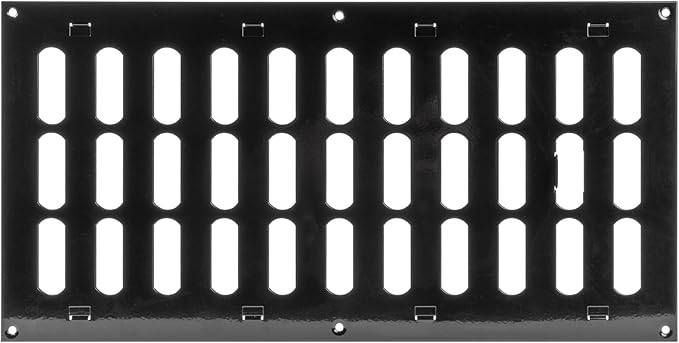 Repa Market 16" x 8" Inch (Outer Dimensions) Black Adjustable Air Vent Cover - Galvanized Steel HVAC AC Vent Cover Register - Wall, Ceiling Vent Covers, Toe Kick Vent Cover - Return, Intake Air Grille