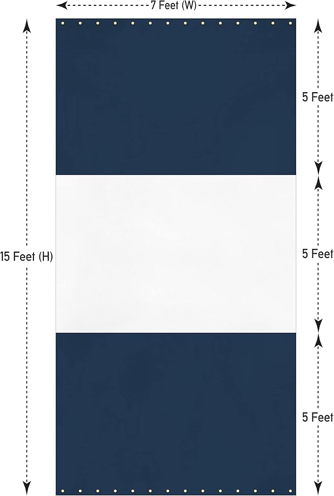 Covers & All Outdoor Clear Panel Curtain, 12 oz Vinyl Outdor Curtains for Patio, Waterproof & Weather Resistant Tarp with Brass Grommets for Pergola, Porch, Gazebos, Balcony (15' H X 7' W feet, Blue)