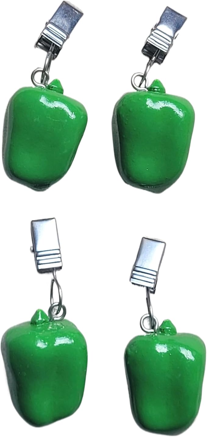 TwoFish Home Set of 4 Green Capsicum Resin Tablecloth Weights Clips Green Capsicum Handicraft Tablecloth Clamps Pack of 4