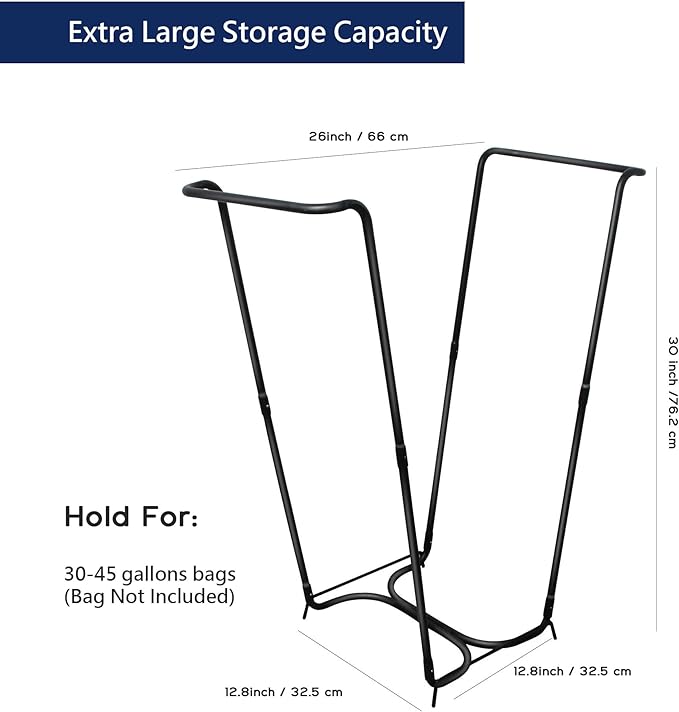 Outdoor Trash Bag Holder Stand,Metal Garbage Bag Holder for 30-45 Gallon Bags,Leaf Bag Support Stand Holder,Portable Multi-Use Garbage Bag Frame Holder for Leaves Camping Lawn Party Weeding Yard